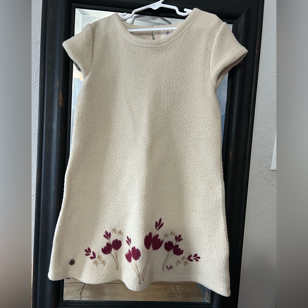 Hush Puppy Cream 100% Polyester Floral Kids Dress Size 10
